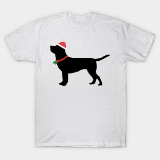 Christmas black labrador with santa hat T-Shirt